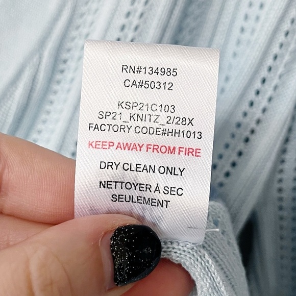 For Love and Lemons Light Blue Rhea Pointelle Cardigan Sweater Plus Size 2X NEW - Picture 13 of 13